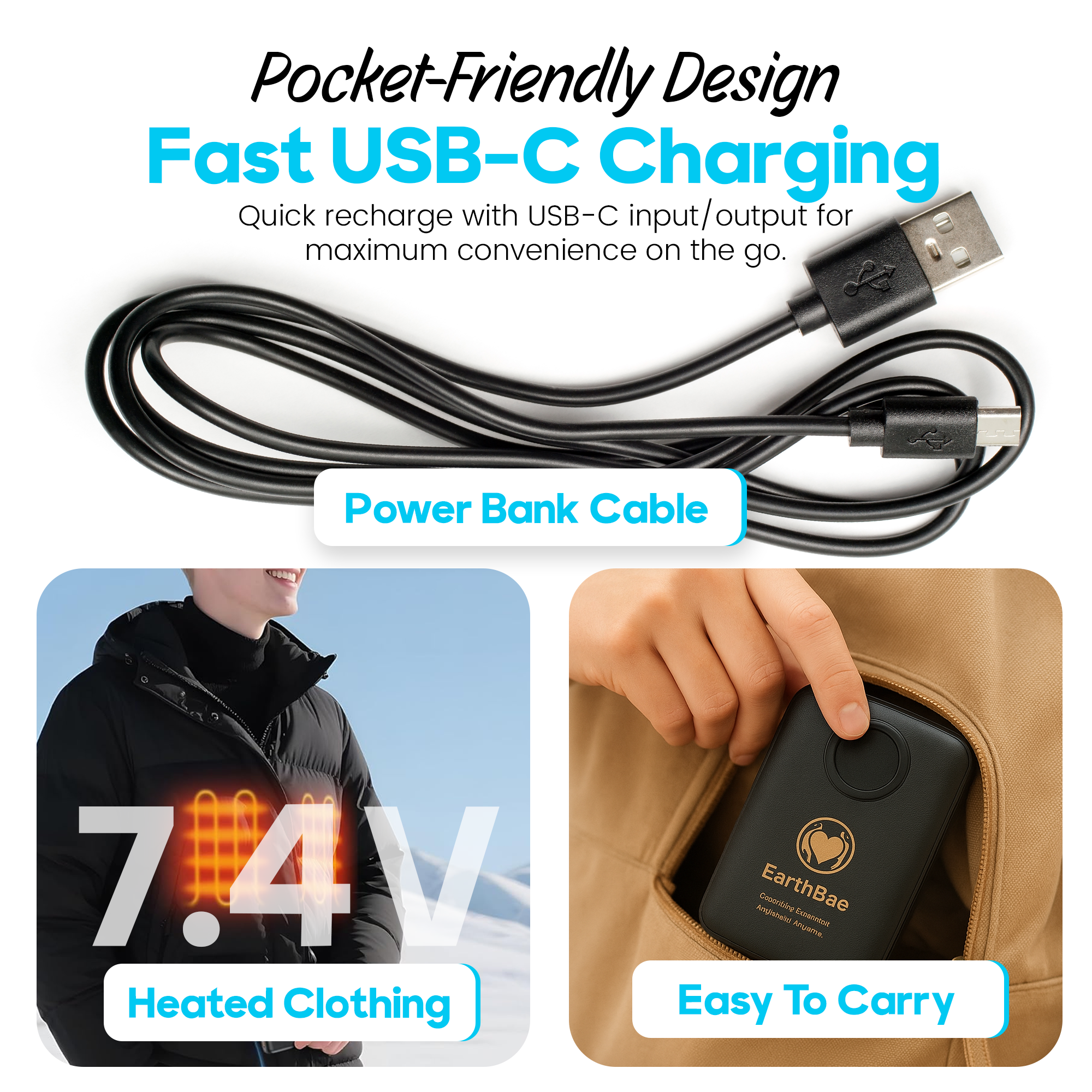 Heated Vest Battery Pack 14400mAh